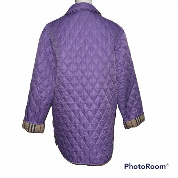 SOLD Burberry Diamond Quilt Jacket Authentic Purple Size Large Mint Condition - Picture 3 of 16